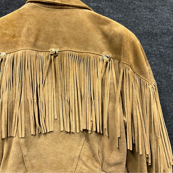 Vintage Real Life Suede Leather Fringe Jacket Women’s Size Small - Picture 14 of 16